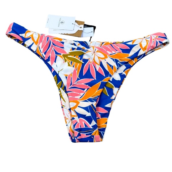 Volcom Other - NWT Volcom Hot Tropics Blue Floral V Bikini Swimsuit Bottom Large Cheeky
